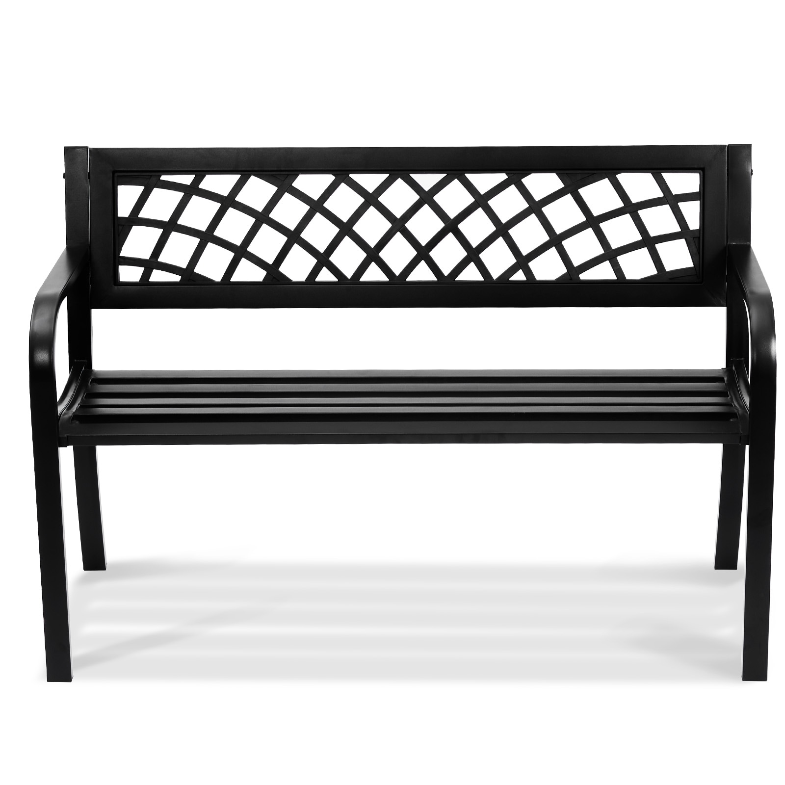 Outdoor Garden Bench With Backrest And Armrests For Patio Yard_voghion.com